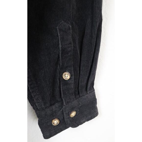 Vintage 90s Old Navy Black Corduroy Shacket Shirt Jacket Button Cotton Men Large - Picture 3 of 7